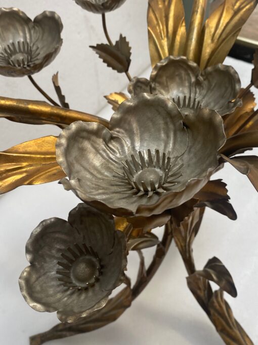 1970′ Tripod Pedestal Table With Anemones In Golden And Silver Iron By Hans Kogl - Image 12