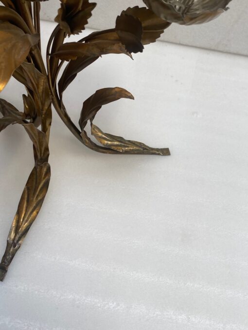 1970′ Tripod Pedestal Table With Anemones In Golden And Silver Iron By Hans Kogl - Image 10