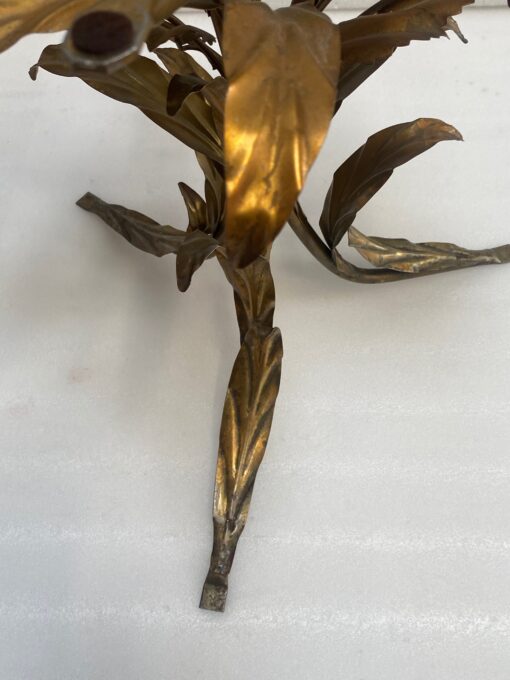 1970′ Tripod Pedestal Table With Anemones In Golden And Silver Iron By Hans Kogl - Image 9