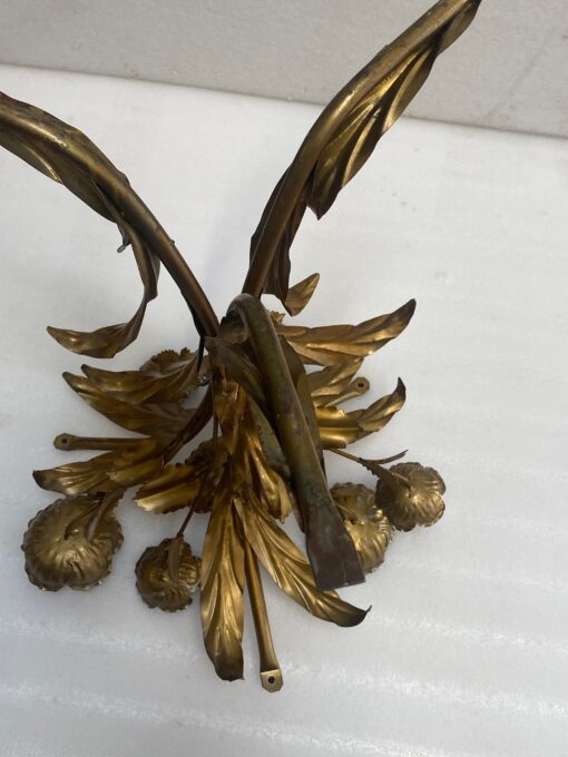 1970′ Tripod Pedestal Table With Anemones In Golden And Silver Iron By Hans Kogl - Image 8