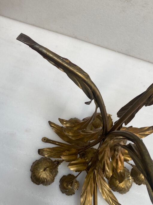 1970′ Tripod Pedestal Table With Anemones In Golden And Silver Iron By Hans Kogl - Image 7