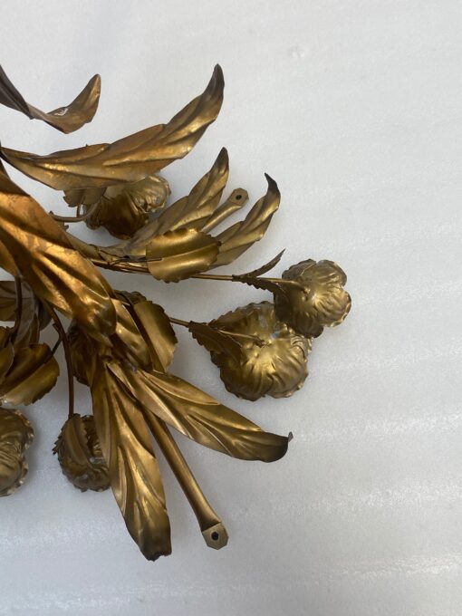 1970′ Tripod Pedestal Table With Anemones In Golden And Silver Iron By Hans Kogl - Image 5