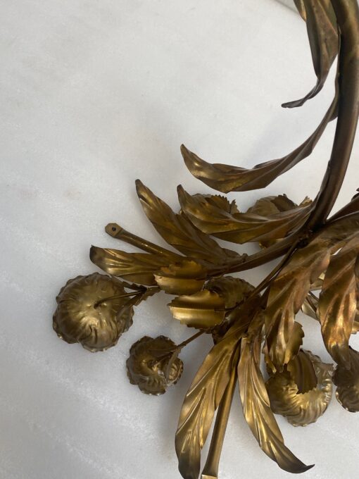 1970′ Tripod Pedestal Table With Anemones In Golden And Silver Iron By Hans Kogl - Image 4