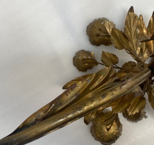 1970′ Tripod Pedestal Table With Anemones In Golden And Silver Iron By Hans Kogl - Image 3