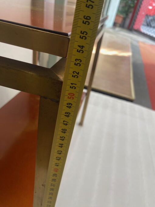 1970′  Side Table At 2 Levels Maison Jansen Orange Melamine Lacquer Trays With Vintage Gold Decors 60 X 30 H 55 cm - Image 18