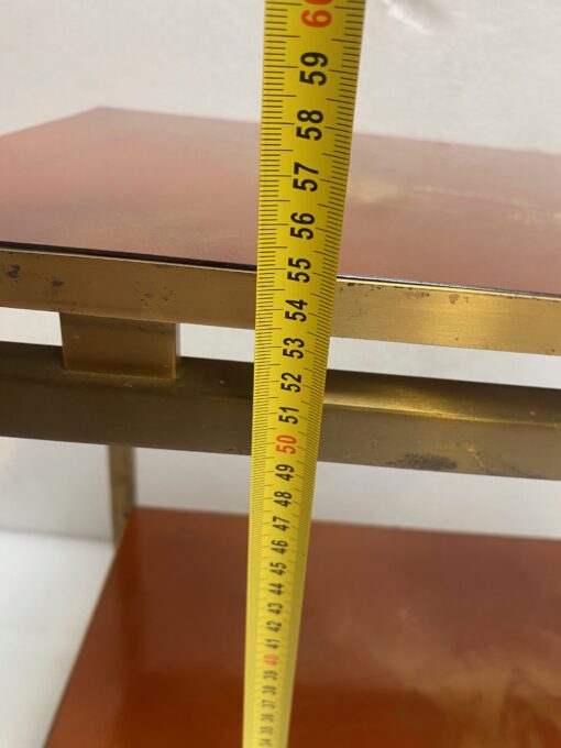 1970′  Side Table At 2 Levels Maison Jansen Orange Melamine Lacquer Trays With Vintage Gold Decors 60 X 30 H 55 cm - Image 17