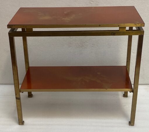 1970′  Side Table At 2 Levels Maison Jansen Orange Melamine Lacquer Trays With Vintage Gold Decors 60 X 30 H 55 cm - Image 16