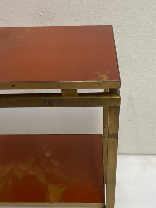 1970′  Side Table At 2 Levels Maison Jansen Orange Melamine Lacquer Trays With Vintage Gold Decors 60 X 30 H 55 cm - Image 15