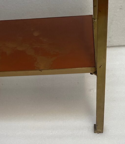 1970′  Side Table At 2 Levels Maison Jansen Orange Melamine Lacquer Trays With Vintage Gold Decors 60 X 30 H 55 cm - Image 14