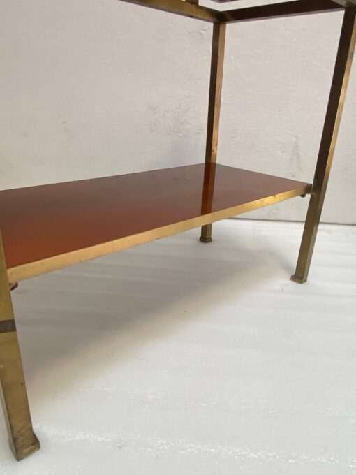 1970′  Side Table At 2 Levels Maison Jansen Orange Melamine Lacquer Trays With Vintage Gold Decors 60 X 30 H 55 cm - Image 7