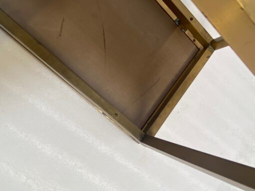 1970′  Side Table At 2 Levels Maison Jansen Orange Melamine Lacquer Trays With Vintage Gold Decors 60 X 30 H 55 cm - Image 3