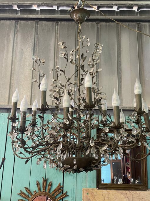 1990′ Maison Baguès Style Chandelier Foliage And Flowers 18 Lights Ø 90 cm H 110 cm - Image 10