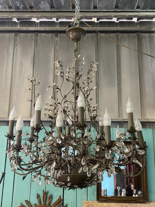 1990′ Maison Baguès Style Chandelier Foliage And Flowers 18 Lights Ø 90 cm H 110 cm - Image 9