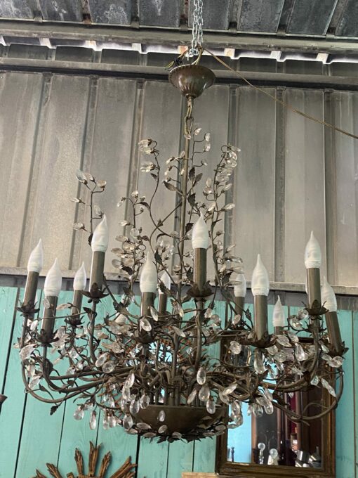 1990′ Maison Baguès Style Chandelier Foliage And Flowers 18 Lights Ø 90 cm H 110 cm - Image 8