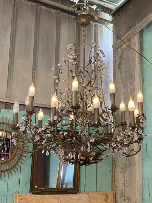 1990′ Maison Baguès Style Chandelier Foliage And Flowers 18 Lights Ø 90 cm H 110 cm