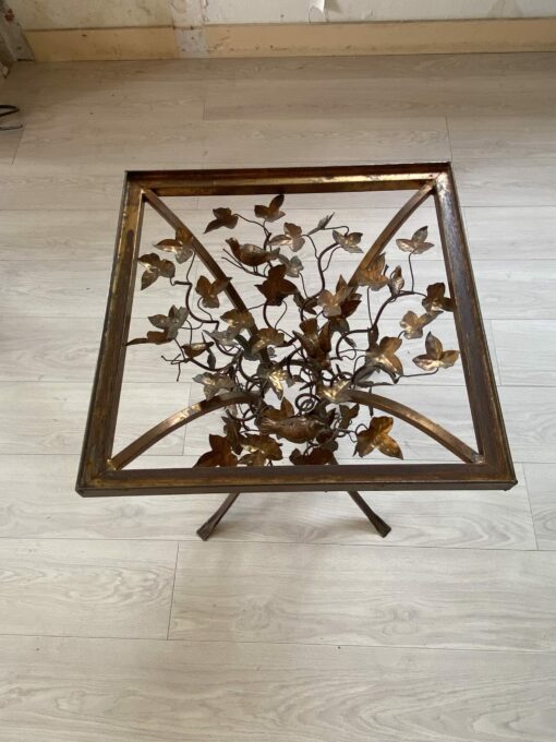 1970' Patinated Iron Pedestal Table Decor Plant With Birds 525 X 525 cm Height: 60 cm - Image 5