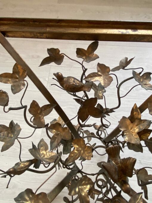 1970' Patinated Iron Pedestal Table Decor Plant With Birds 525 X 525 cm Height: 60 cm - Image 6