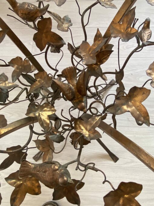 1970' Patinated Iron Pedestal Table Decor Plant With Birds 525 X 525 cm Height: 60 cm - Image 7