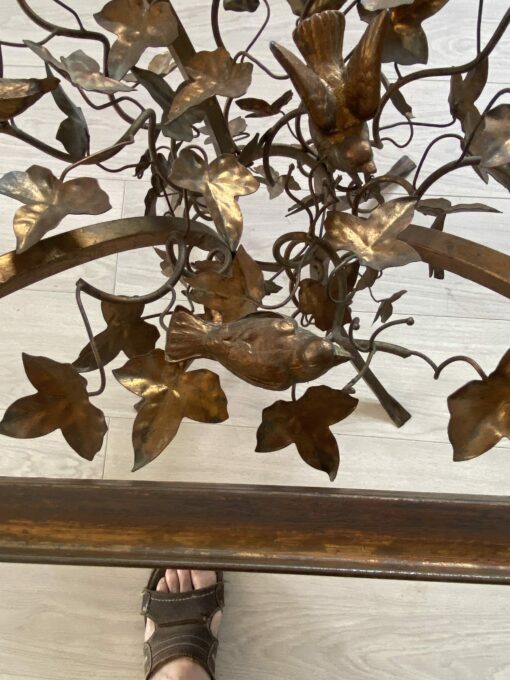 1970' Patinated Iron Pedestal Table Decor Plant With Birds 525 X 525 cm Height: 60 cm - Image 8