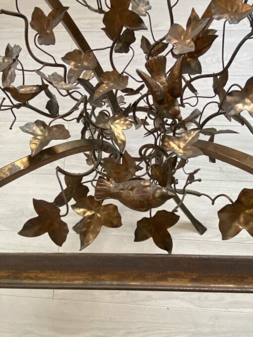 1970' Patinated Iron Pedestal Table Decor Plant With Birds 525 X 525 cm Height: 60 cm - Image 9