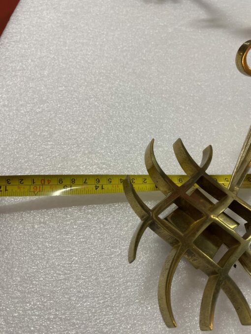1950' Pair of Wall Lights with 2 Arms of Light in Gilt Bronze Attributed to Jules LELEU (1883 - 1961) - Image 4