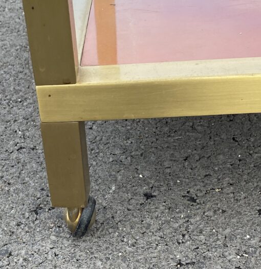 1970′ Trolley On Wheels With 2 Levels Maison Jansen Orange Melamine Lacquer Trays With Gold Decors 60 X 40 H 58 cm - Image 7