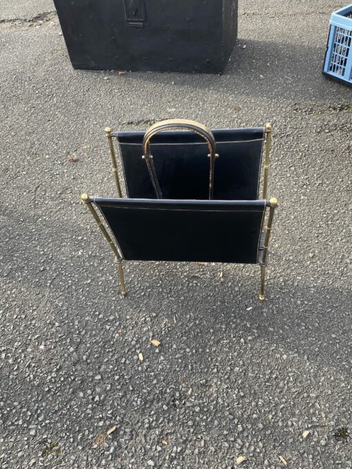 1950/70' Porte Revue Jacques Adnet Cuir Et Bronze Ou Laiton Doré – Image 18