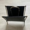 1950/70' Jacques Adnet Magazine Holder Leather And Bronze Or Golden Brass
