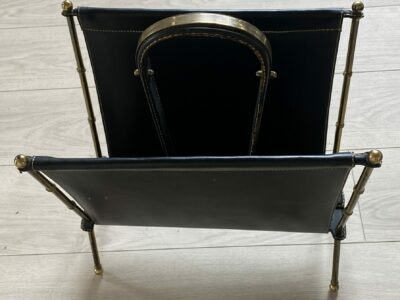 1950/70' Porte Revue Jacques Adnet Cuir Et Bronze Ou Laiton Doré