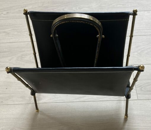 1950/70' Porte Revue Jacques Adnet Cuir Et Bronze Ou Laiton Doré