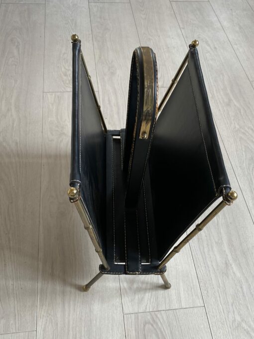 1950/70' Porte Revue Jacques Adnet Cuir Et Bronze Ou Laiton Doré – Image 13