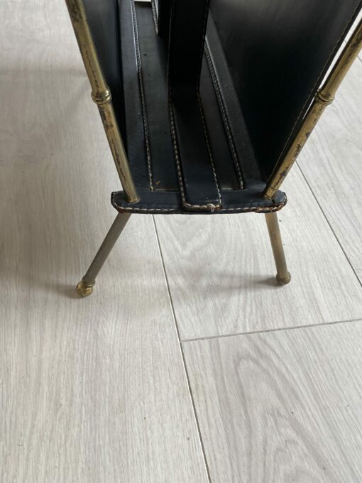 1950/70' Porte Revue Jacques Adnet Cuir Et Bronze Ou Laiton Doré – Image 12