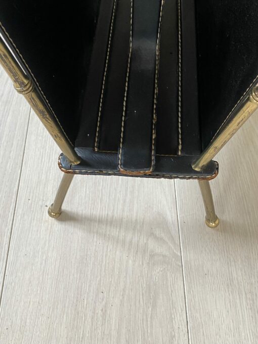 1950/70' Porte Revue Jacques Adnet Cuir Et Bronze Ou Laiton Doré – Image 11
