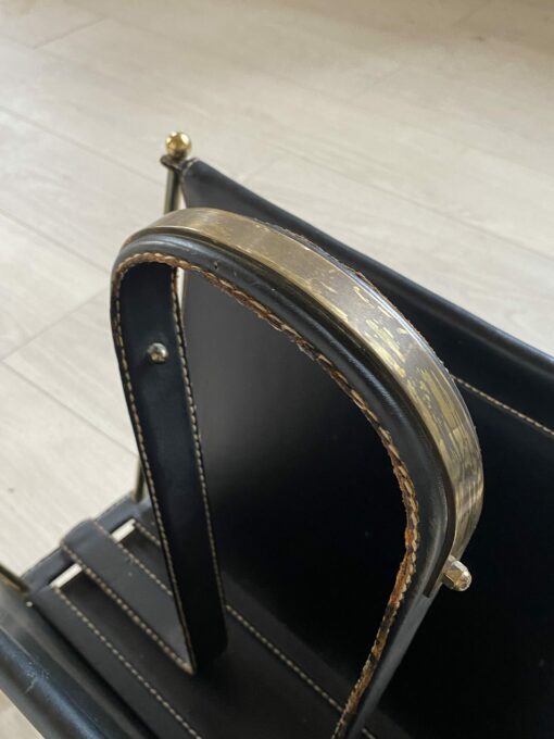 1950/70' Porte Revue Jacques Adnet Cuir Et Bronze Ou Laiton Doré – Image 9
