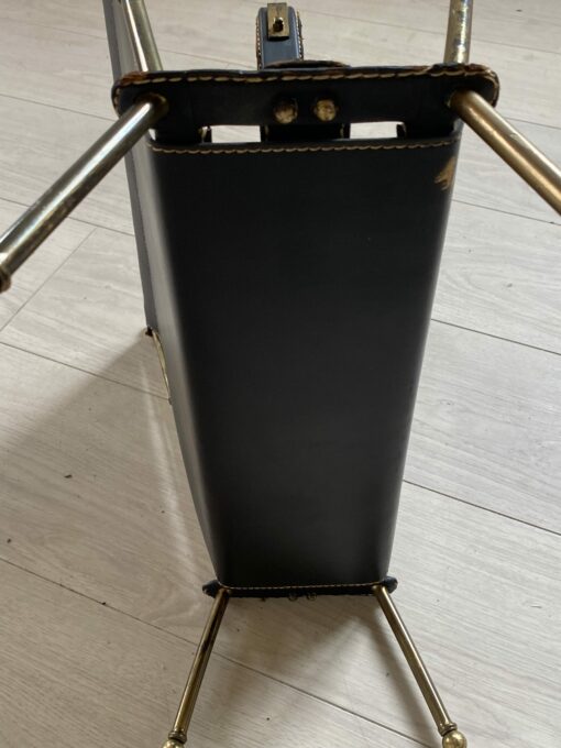 1950/70' Porte Revue Jacques Adnet Cuir Et Bronze Ou Laiton Doré – Image 8