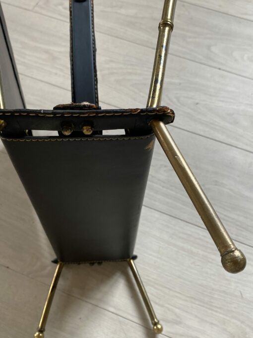 1950/70' Porte Revue Jacques Adnet Cuir Et Bronze Ou Laiton Doré – Image 7