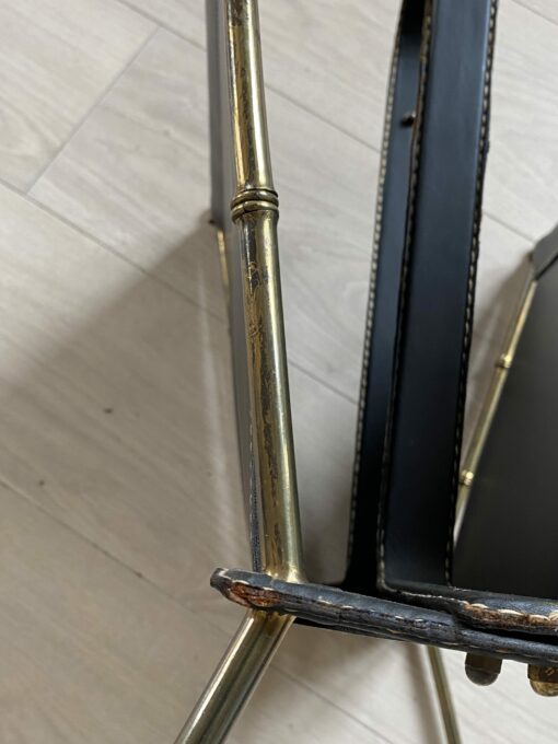 1950/70' Porte Revue Jacques Adnet Cuir Et Bronze Ou Laiton Doré – Image 3