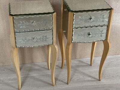 1950/70' Pair Of Art Deco Mirror Bedside Tables