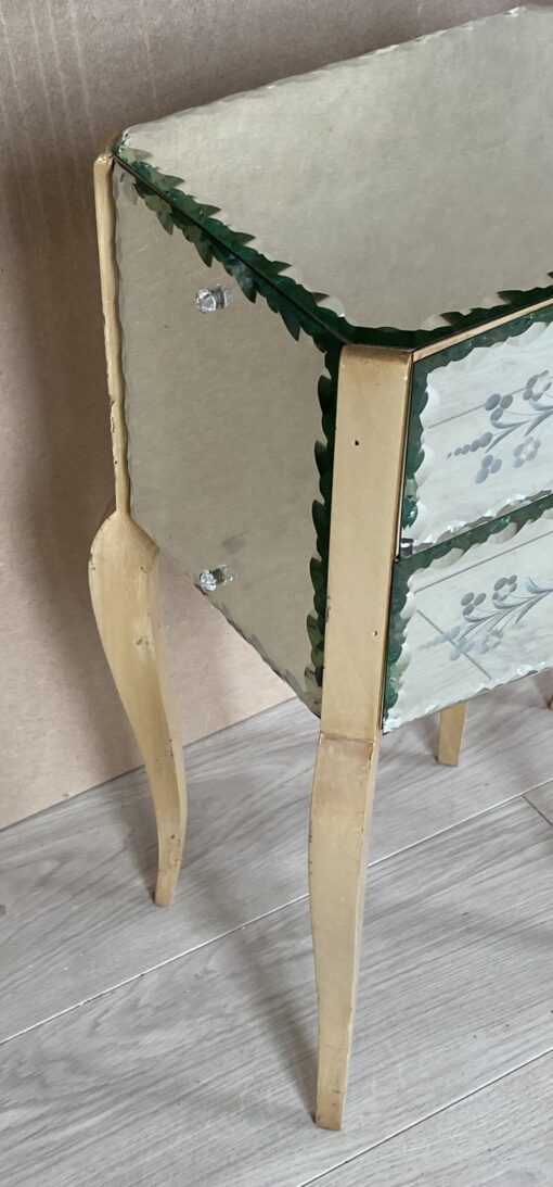 1950/70' Pair Of Art Deco Mirror Bedside Tables - Image 13