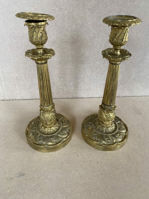 1820/1850 Pair Of Candlesticks  Restoration Period Vegetal Decor - Image 15