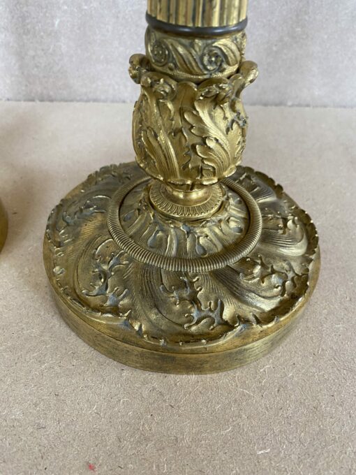 1820/1850 Pair Of Candlesticks  Restoration Period Vegetal Decor - Image 2