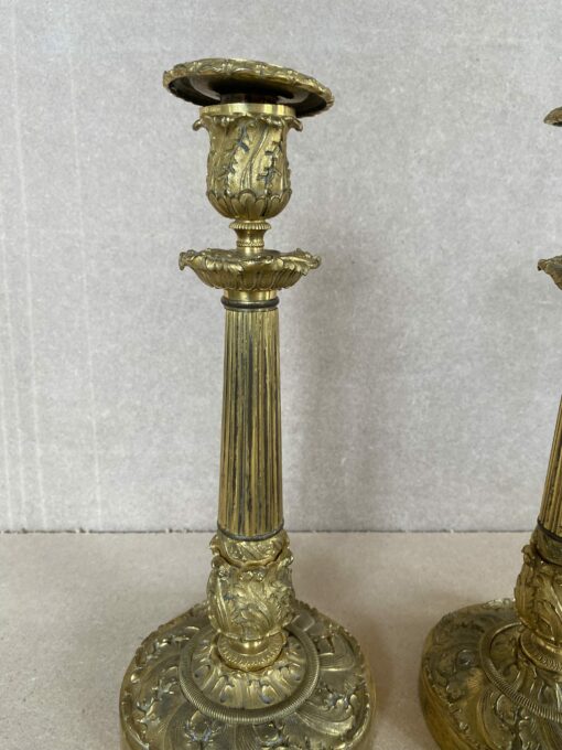 1820/1850 Pair Of Candlesticks  Restoration Period Vegetal Decor - Image 4