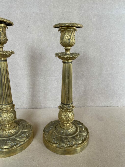 1820/1850 Pair Of Candlesticks  Restoration Period Vegetal Decor - Image 5