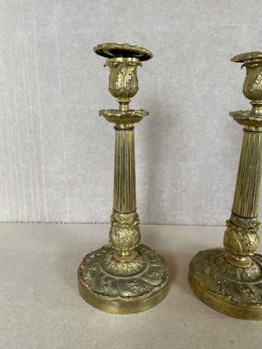 1820/1850 Pair Of Candlesticks  Restoration Period Vegetal Decor - Image 6