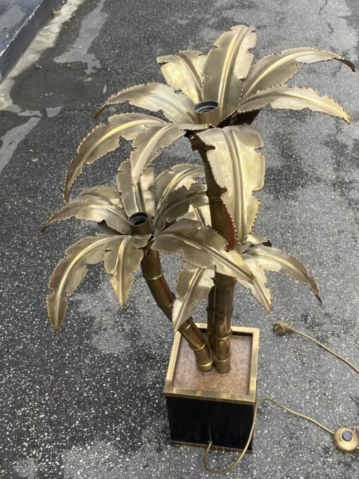1970′ Palm Tree Floor Lamp, Brass By Barbier, Maison Jansen 3 Heads Brutalist Style H: 100 cm - Image 14