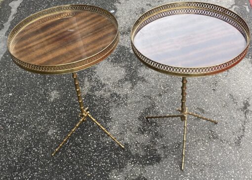 1970′ Pair Of Bronze Tripod Pedestal Tables With Bamboo Model Gallery Maison Baguès - Image 12
