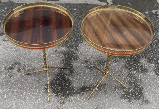 1970′ Pair Of Bronze Tripod Pedestal Tables With Bamboo Model Gallery Maison Baguès - Image 9