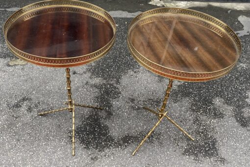 1970′ Pair Of Bronze Tripod Pedestal Tables With Bamboo Model Gallery Maison Baguès - Image 8
