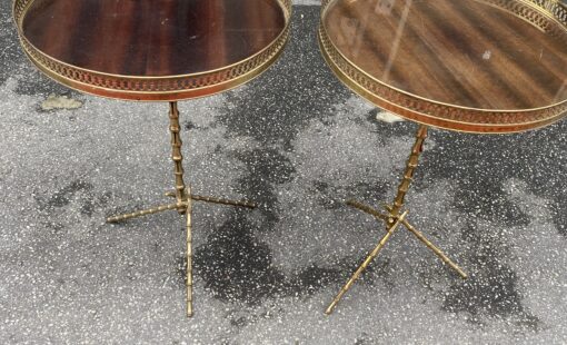 1970′ Pair Of Bronze Tripod Pedestal Tables With Bamboo Model Gallery Maison Baguès - Image 7
