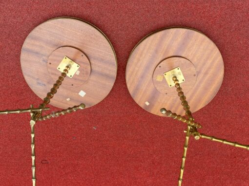 1970′ Pair Of Bronze Tripod Pedestal Tables With Bamboo Model Gallery Maison Baguès - Image 4